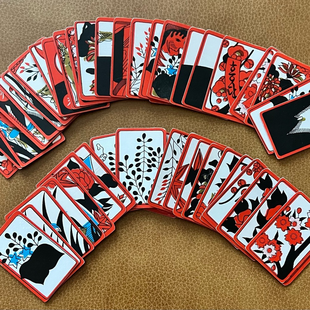 Traditional Japanese Hanafuda Card Set - Red and Black